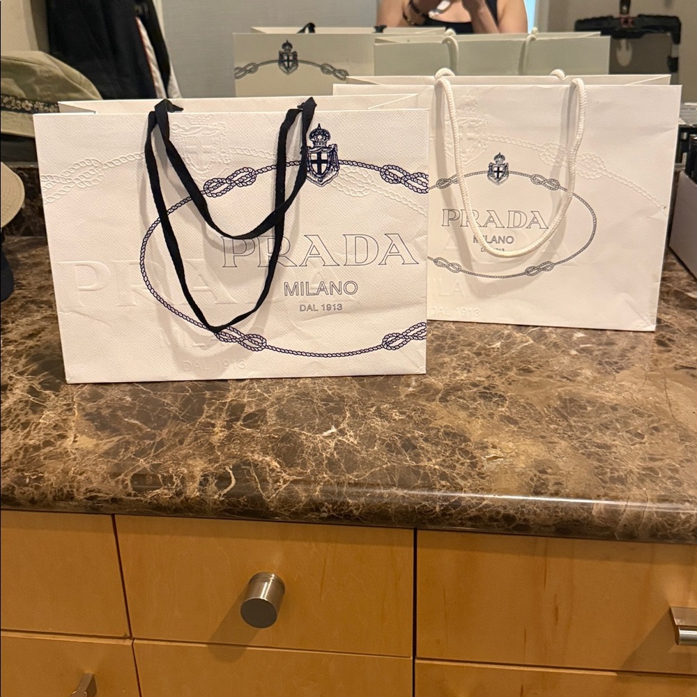 Prada Cream and Black Logo Tote